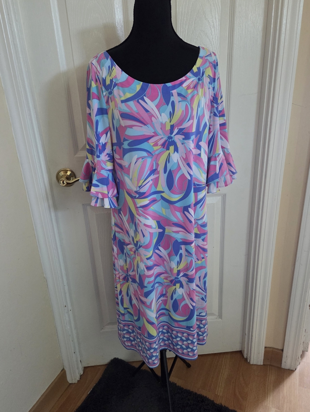 Pappagallo Pastel Floral Scoop Dress in Pink, Blue, Lavender Resortwear Vacay L